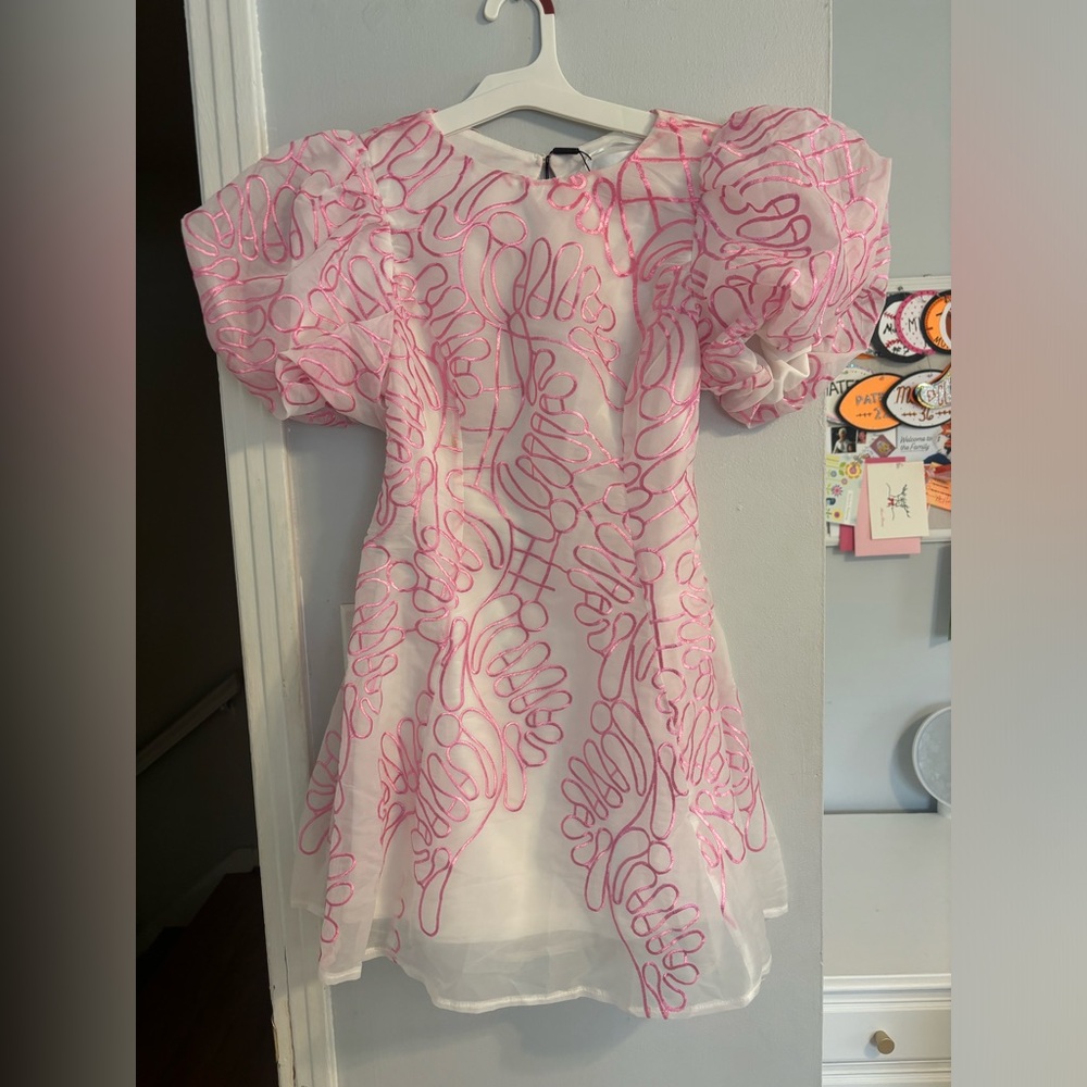 HELLO MOLLY white and pink mini dress